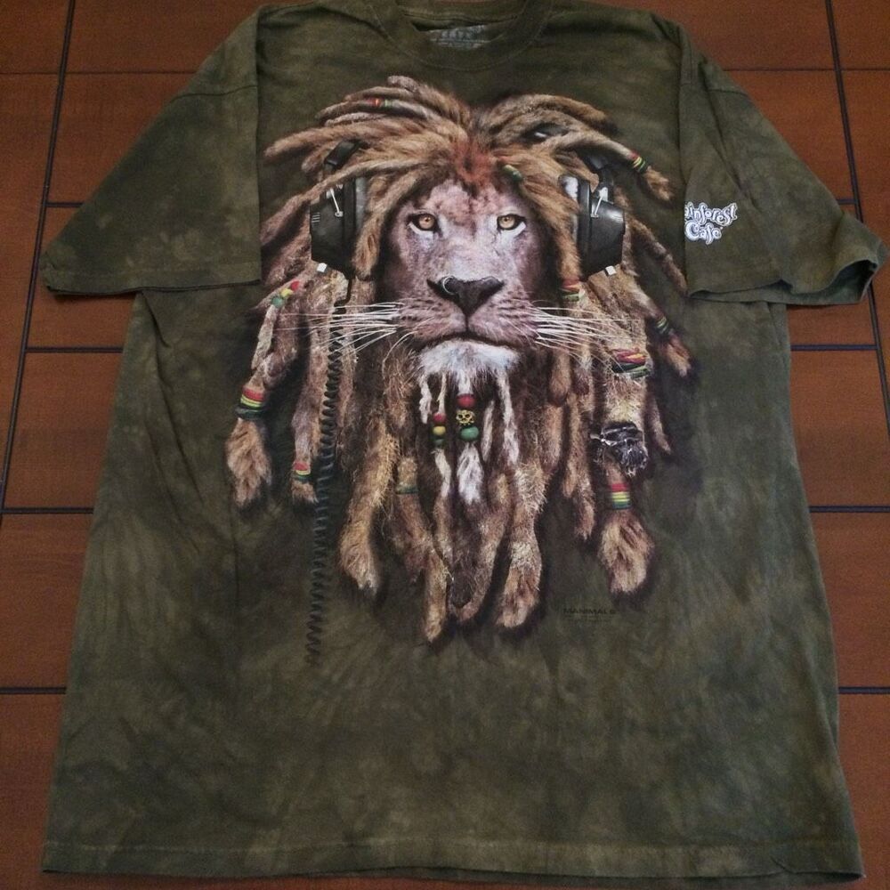 The Mountain Rasta dreadlock lion headphones tie dye green 2xl